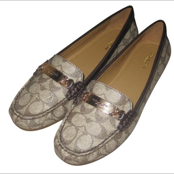 Coach Shoes - Coach Olive Signature Embossed Canvas Flats